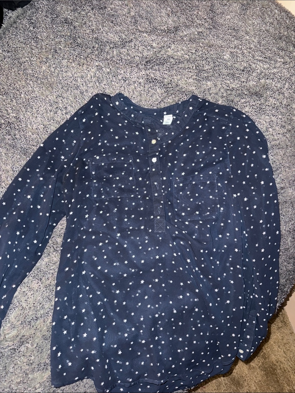 Old Navy Navy Blue Star-Print Long Sleeve Henley